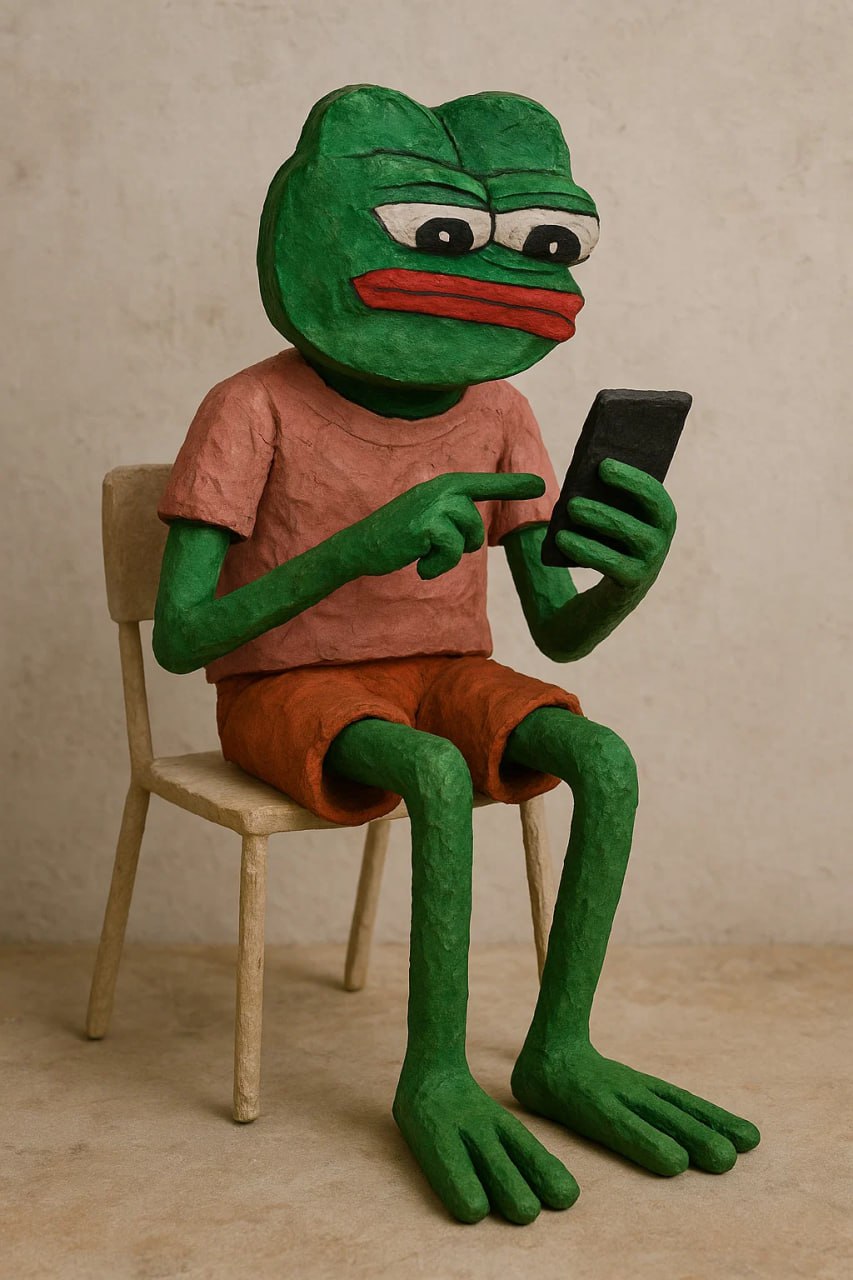 Pepe with Phone Sculpture